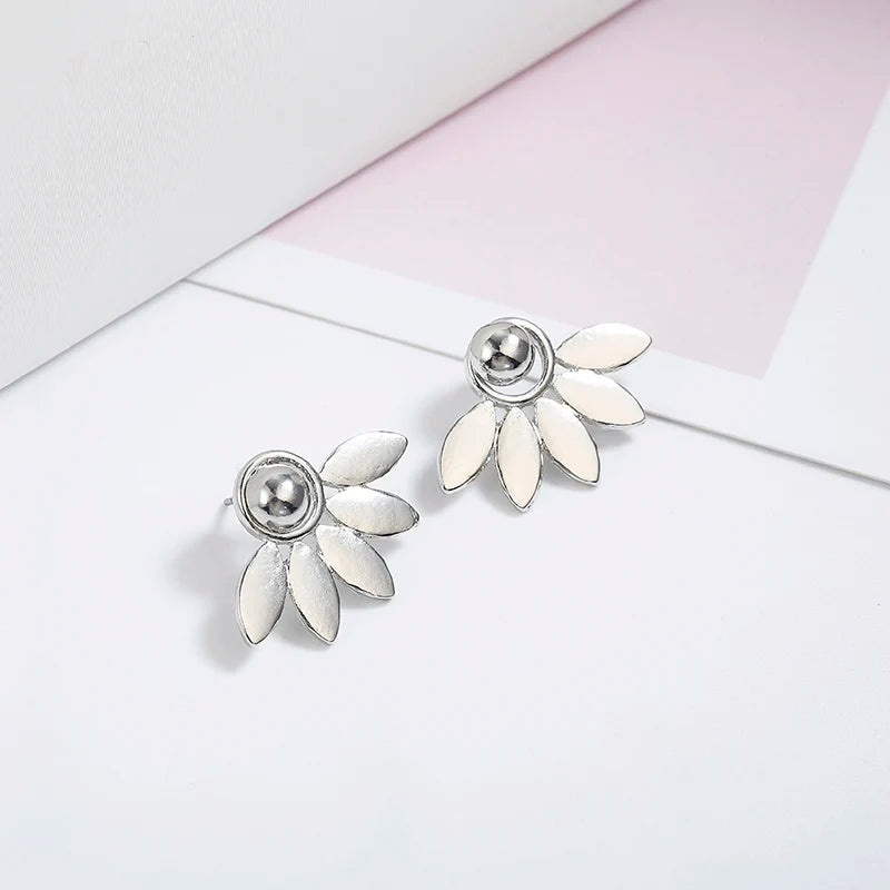 Pendientes de botón de metal con forma de flor para mujer, color oro rosa, doble cara, joyería de moda, pendientes para mujer, pendientes brincos