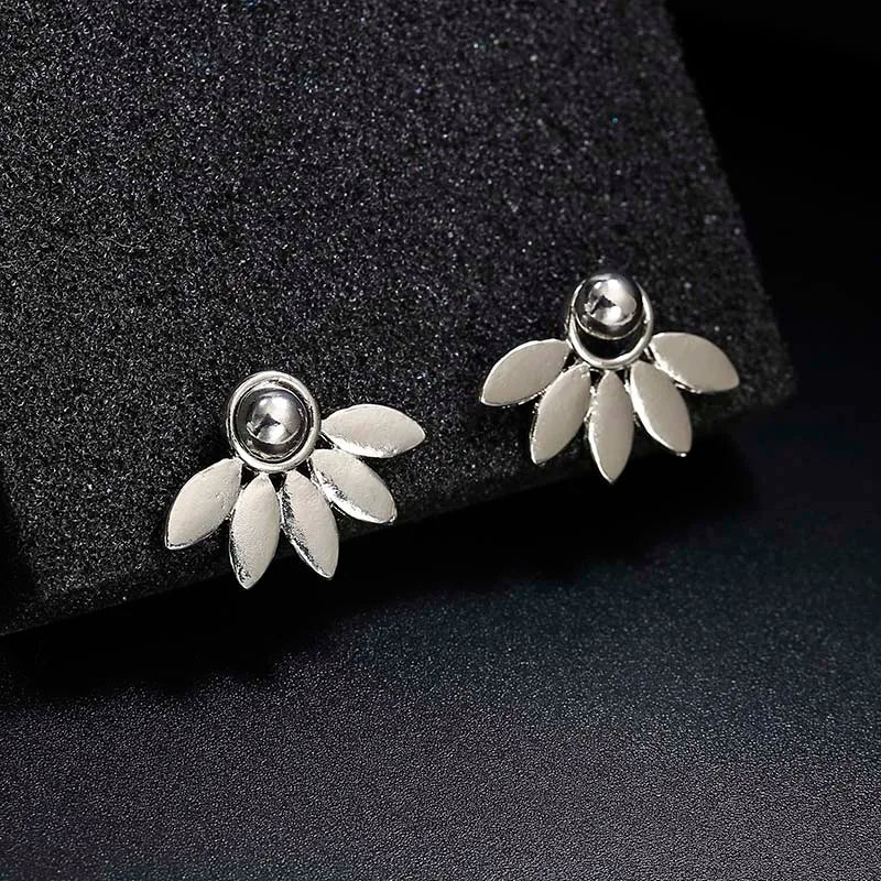 Pendientes de botón de metal con forma de flor para mujer, color oro rosa, doble cara, joyería de moda, pendientes para mujer, pendientes brincos