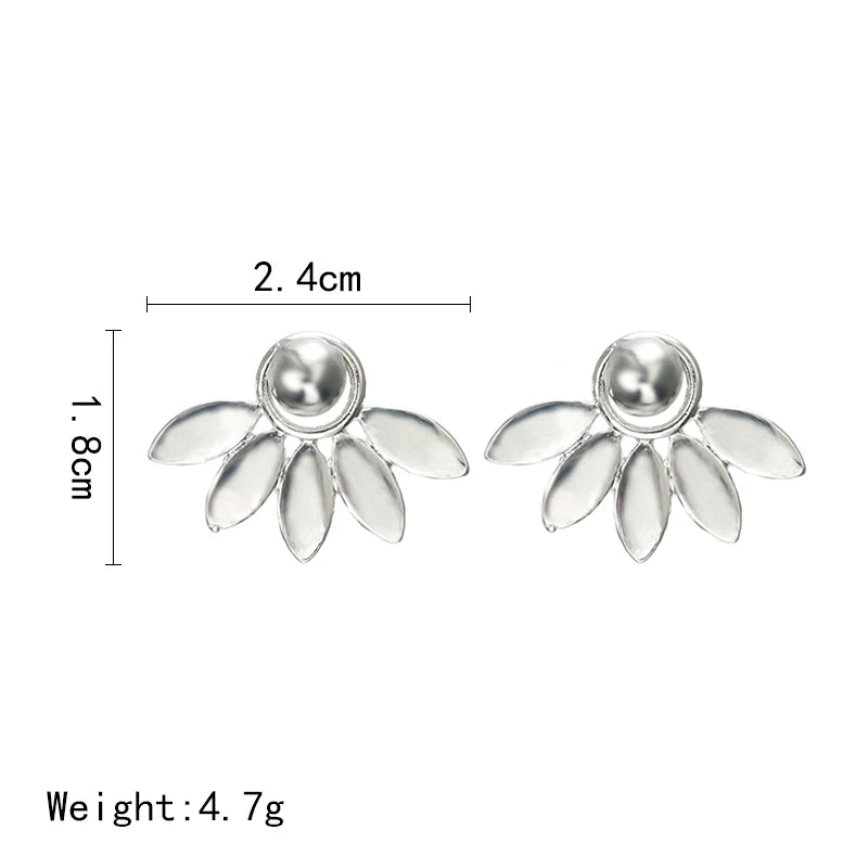 Pendientes de botón de metal con forma de flor para mujer, color oro rosa, doble cara, joyería de moda, pendientes para mujer, pendientes brincos