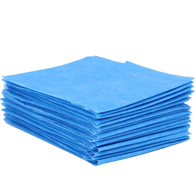 Lote de 50 sábanas quirúrgicas desechables de 40 x 50 cm, estériles, azules, no tejidas.