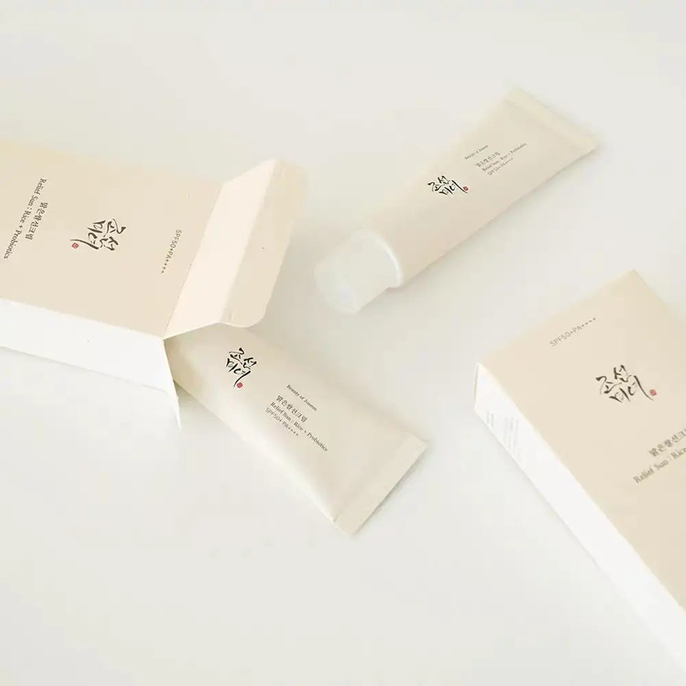 5/3/1 piezas de protector solar probiótico de arroz, loción protectora solar orgánica resistente al agua, sin aceite, crema protectora solar de espectro completo FPS 50+, cuidado de la piel