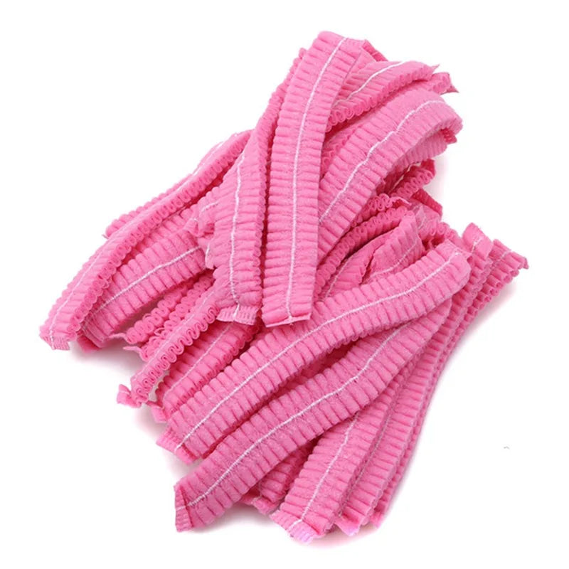 100 gorros desechables de tela no tejida para microblading, redecilla para el pelo, gorro estéril para chef, catering, gorro con tira antipolvo, suministros de baño