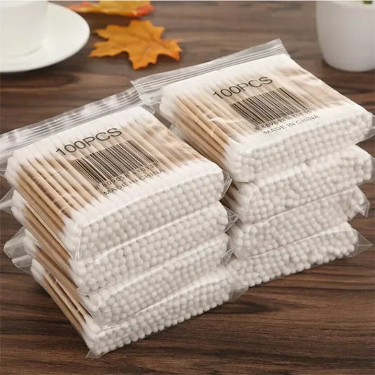 100/200/1000pcs Double Ended Cotton Swab Ear Remover Wooden Stick Makeup Remover Beauty Stick Makeup Remover Ear Remover 