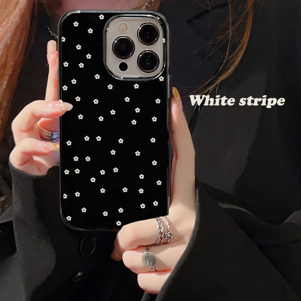 Funda de teléfono con diseño de flores coreanas para iPhone 16, 15, 14, 13, 12, 11 Pro Max, XS, XR, 7, 8 Plus, SE Mini, suave, a prueba de golpes
