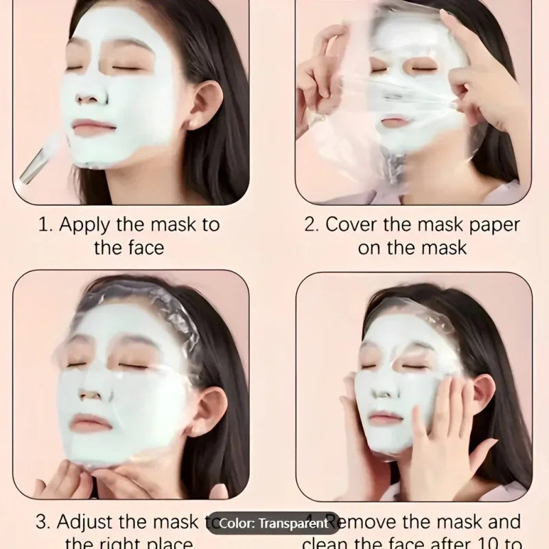 500/100 unidades de película de papel desechable para mascarillas faciales, envoltura de plástico para salones de belleza, mascarillas faciales transparentes, herramientas para el cuidado de la piel facial.