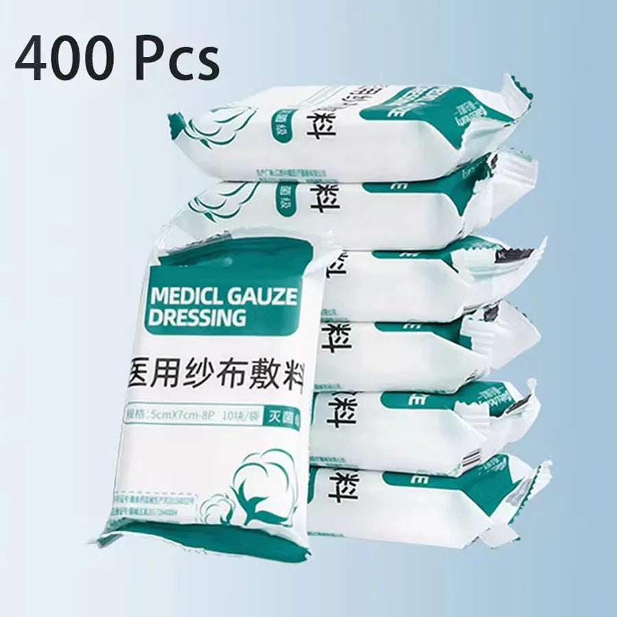 10/400pcs Sterile Medical Gauze Block Combat Hemostatic Wound Dressing Sterile Medical Gauze Pad Wound Care Supplies