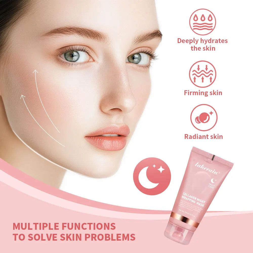 Mascarilla coreana de colágeno profundo, mascarilla peel-off, antiarrugas, lifting, cuidado de la piel, paquete biológico, envoltura nocturna, para mujer, piel de la noche.