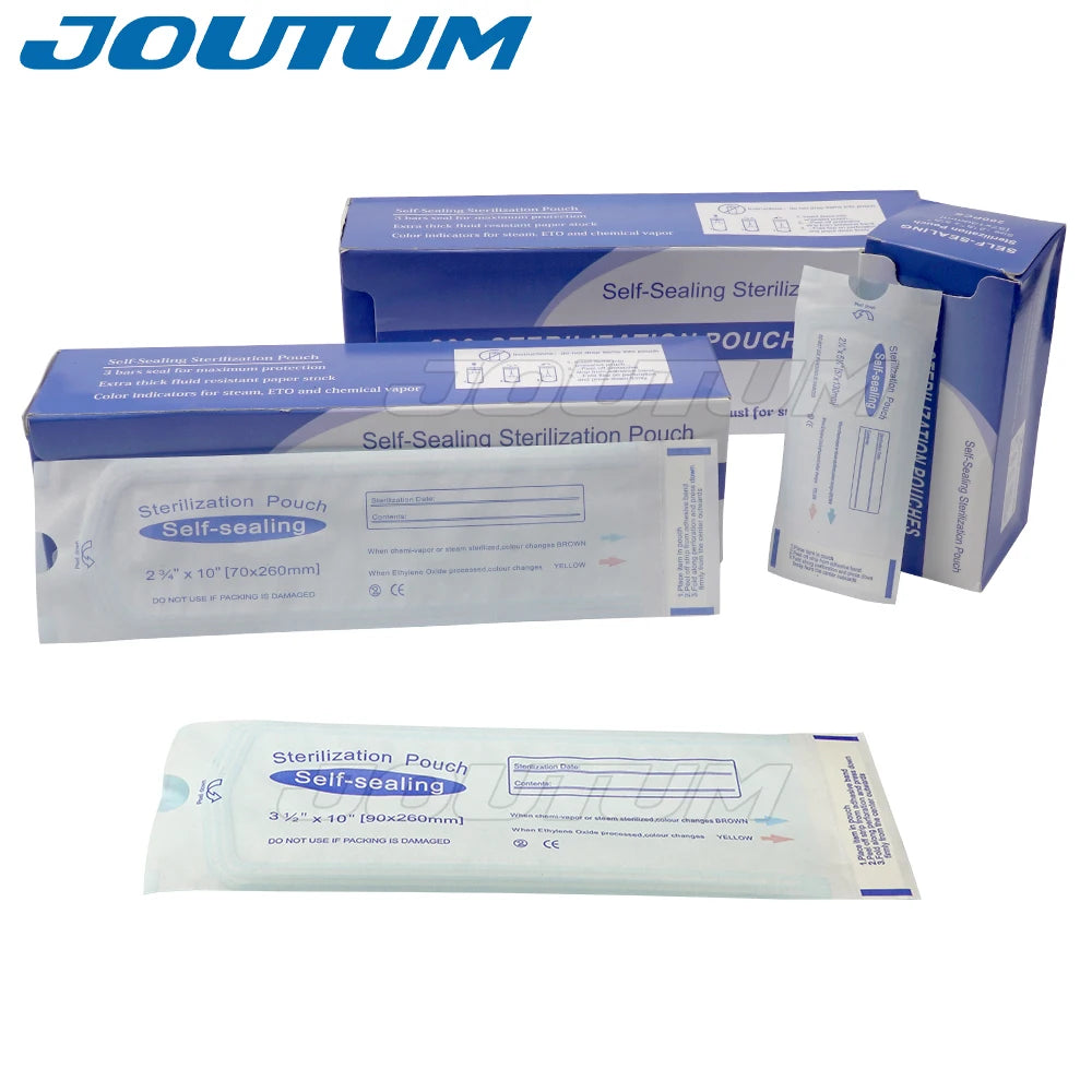 Bolsas de esterilización autosellantes para instrumental dental, consumibles clínicos y esterilizadores de autoclave, 200 unidades por paquete.