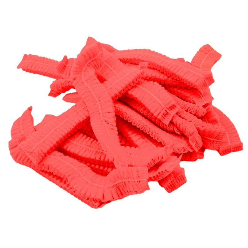 100 gorros desechables de tela no tejida para microblading, redecilla para el pelo, gorro estéril para chef, catering, gorro con tira antipolvo, suministros de baño