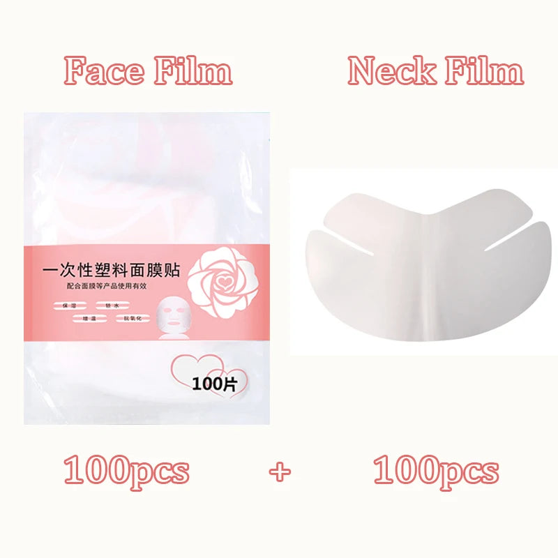Película de plástico desechable para mascarilla facial, limpiadora facial completa, pegatinas para el cuello, papel transparente de PE, envoltura para mascarillas, herramienta de belleza facial saludable