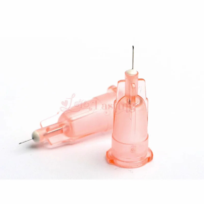 100 unidades/caja de agujas para tatuaje de 34 g, 1,5 mm, 2,5 mm, 4 mm y 8 mm, jeringa transparente para inyección, indolora, para irrigador dental pequeño.