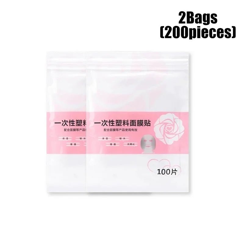 500/100 unidades de película de papel desechable para mascarillas faciales, envoltura de plástico para salones de belleza, mascarillas faciales transparentes, herramientas para el cuidado de la piel facial.