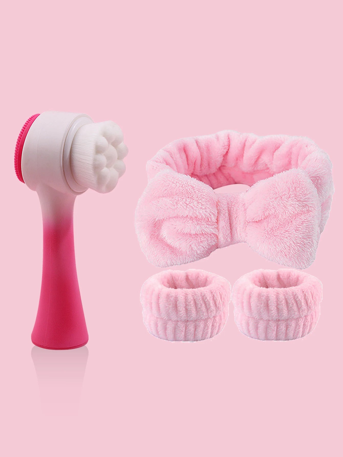 Cepillo de limpieza facial de silicona, cuidado de masajes, cepillo facial y spa, conjunto de diadema y pulsera, diadema para el cuidado de la piel