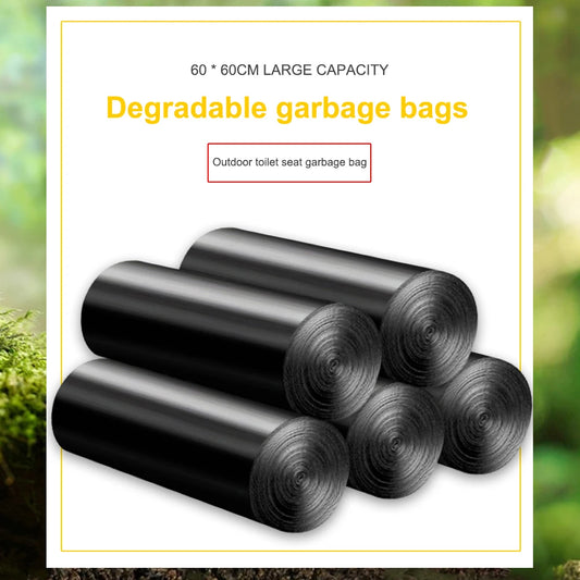 1-6 Rolls Degradable Garbage Bags Portable Folding Toilet Disposable Garbage Bag Environmentally Friendly for Camping Travel