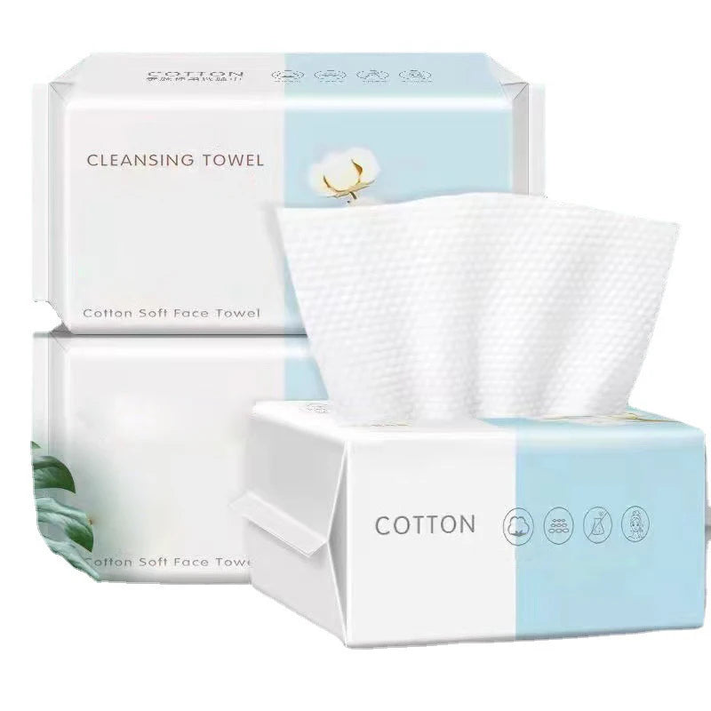 Toallas faciales desechables naturales de 100 piezas, para viajes, limpieza facial, desmaquillantes húmedos y secos, de algodón perlado, suaves, no tejidas.