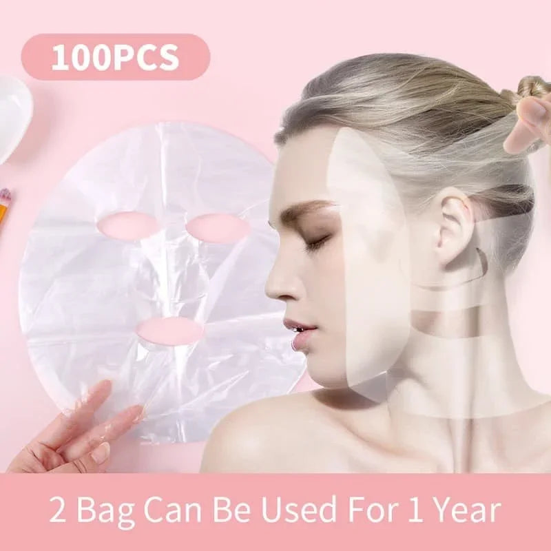 500/100 unidades de película de papel desechable para mascarillas faciales, envoltura de plástico para salones de belleza, mascarillas faciales transparentes, herramientas para el cuidado de la piel facial.