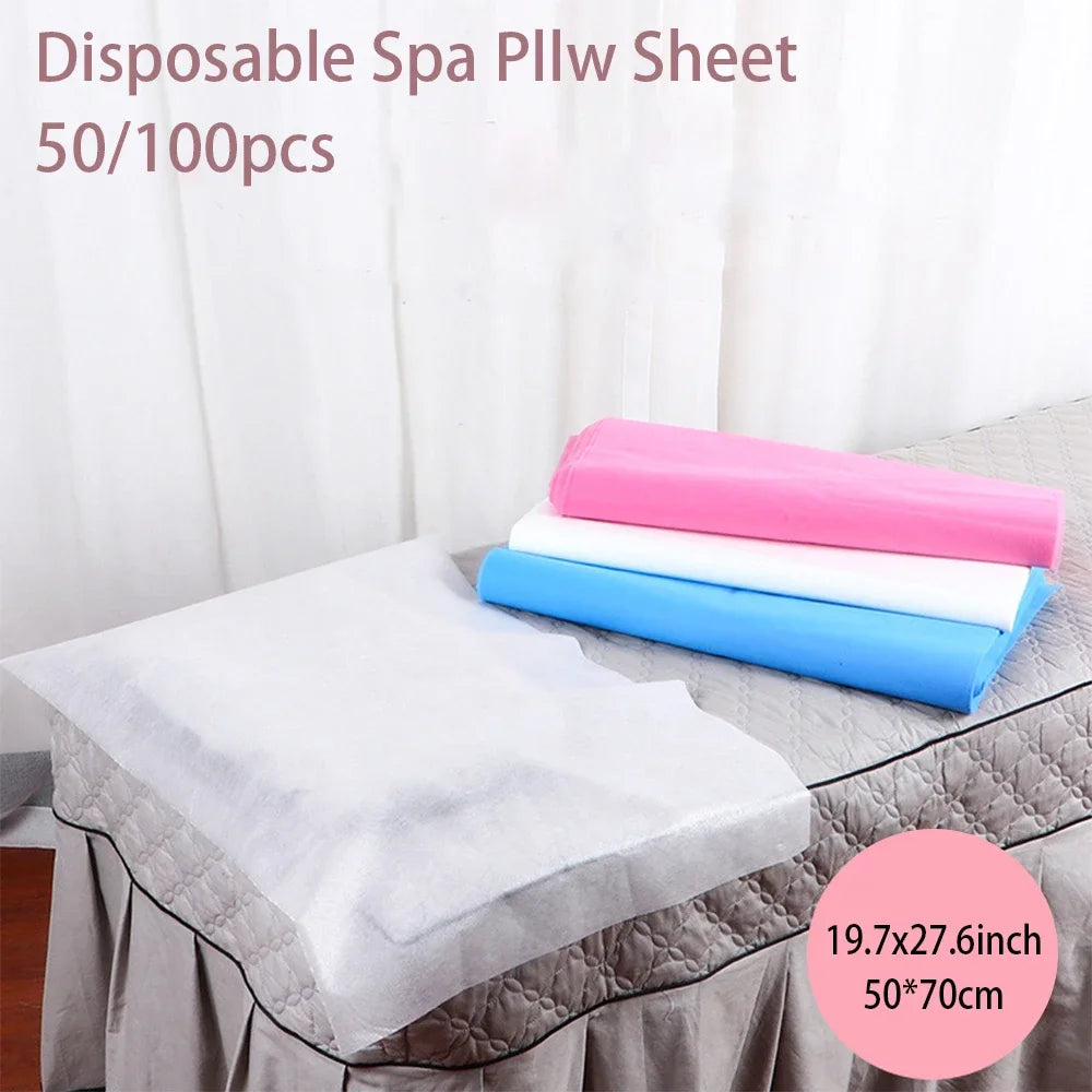 Sábanas desechables para camilla de masaje, almohadillas para reposacabezas, funda de almohada facial, funda de cojín para salón de belleza, spa, masaje, funda para mesa de tatuaje