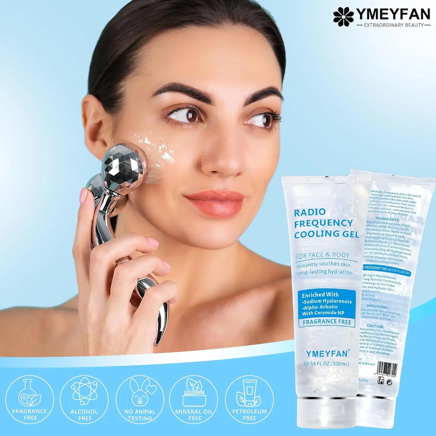 Gel refrescante para depilación láser IPL, gel ultrasónico, ácido hialurónico, hidratante, EMS RF, 3 o 9 unidades.