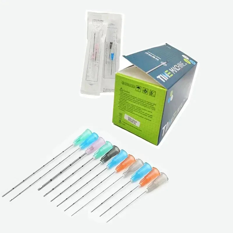 50 microcánulas desechables de punta roma de 22 g, 23 g, 25 g, 38 mm, 50 mm y 70 mm.