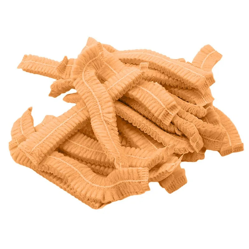 100 gorros desechables de tela no tejida para microblading, redecilla para el pelo, gorro estéril para chef, catering, gorro con tira antipolvo, suministros de baño
