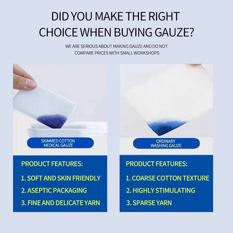 10/400pcs Sterile Medical Gauze Block Combat Hemostatic Wound Dressing Sterile Medical Gauze Pad Wound Care Supplies