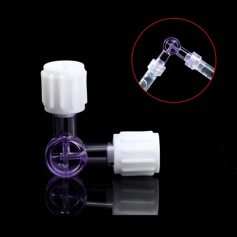 Adaptador de jeringa de succión de dos vías, válvula de tapón, adaptador Luer Lock para hospital clínico, llave de paso de dos vías, flexible