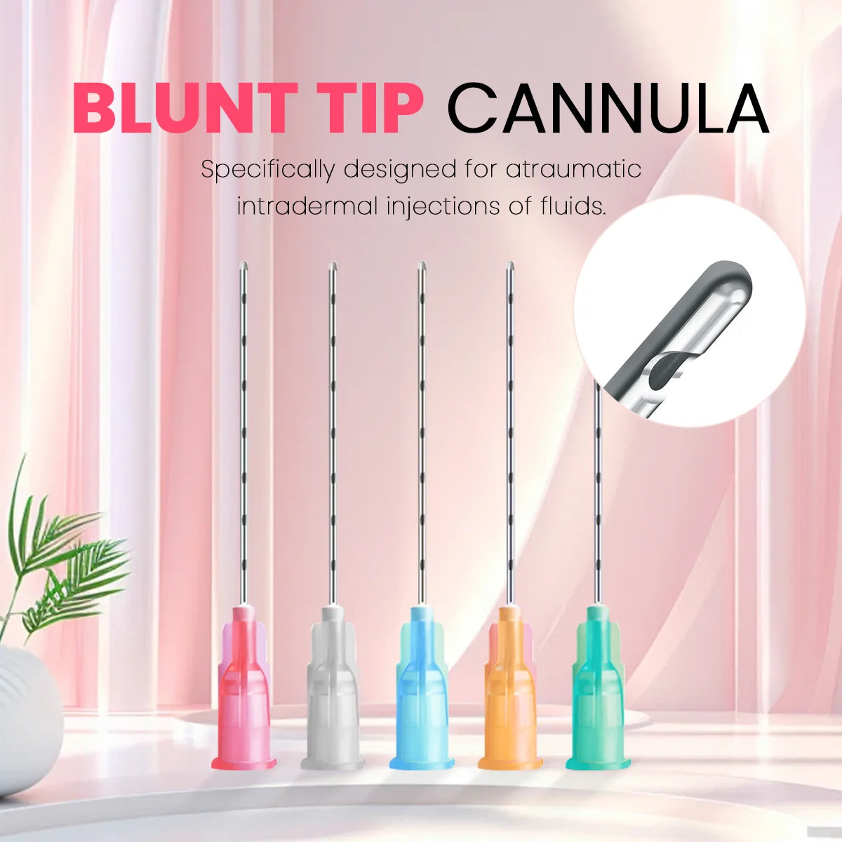 Microcánulas de alta calidad (18G, 20G, 21G, 22G, 23G, 25G, 27G, 30G, 38mm, 50mm, 70mm) con puntas romas y esterilizadas para herramientas de belleza.