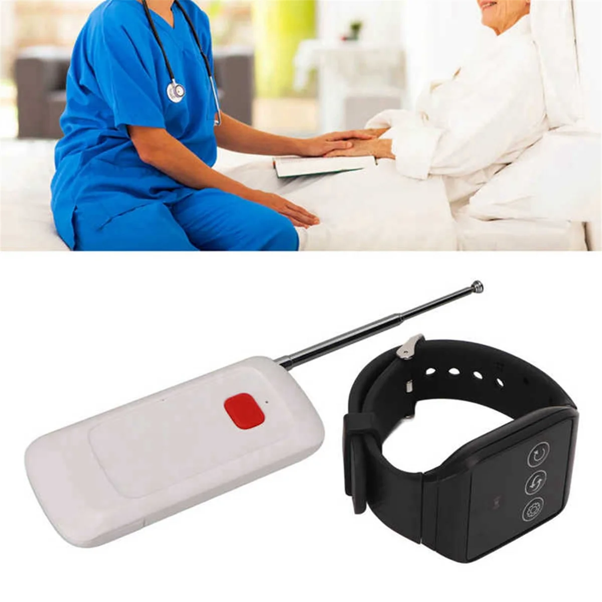 Buscapersonas inalámbrico para cuidadores, sistema de llamada de enfermera inalámbrico, botón de alerta, resistente al agua, para el hogar y el hospital.