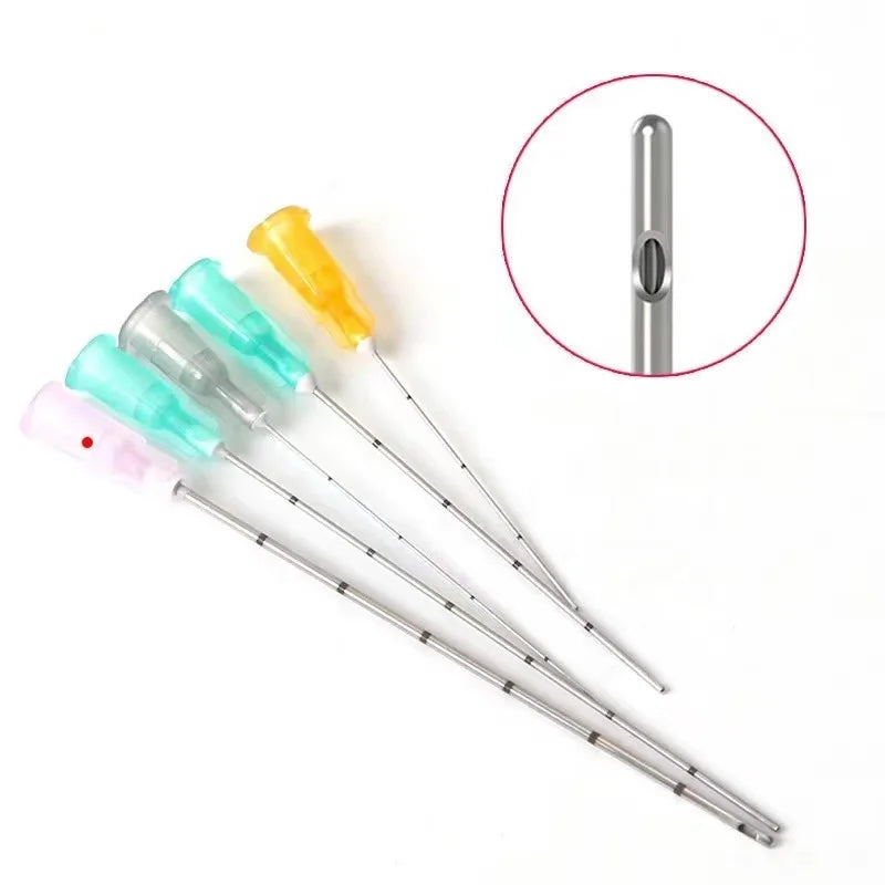 50 microcánulas desechables de punta roma de 22 g, 23 g, 25 g, 38 mm, 50 mm y 70 mm.
