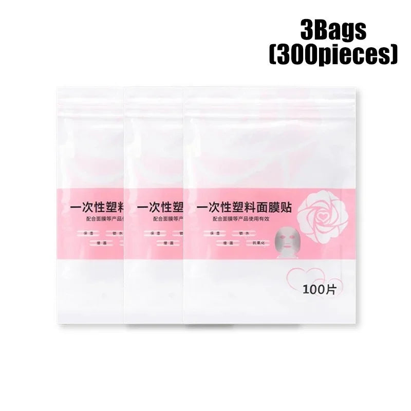 500/100 unidades de película de papel desechable para mascarillas faciales, envoltura de plástico para salones de belleza, mascarillas faciales transparentes, herramientas para el cuidado de la piel facial.