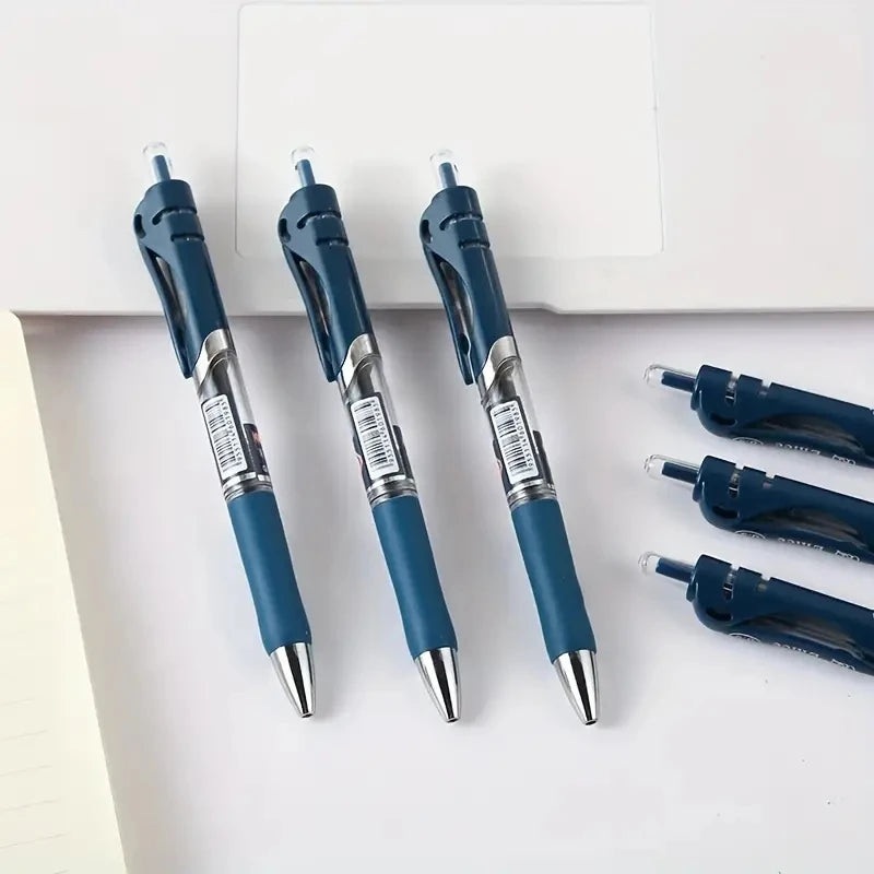6 bolígrafos de gel de tinta azul oscuro con punta de bala de 0,5 mm, tipo prensa simple, para prescripción médica, bolígrafos de firma hospitalaria, material de papelería.
