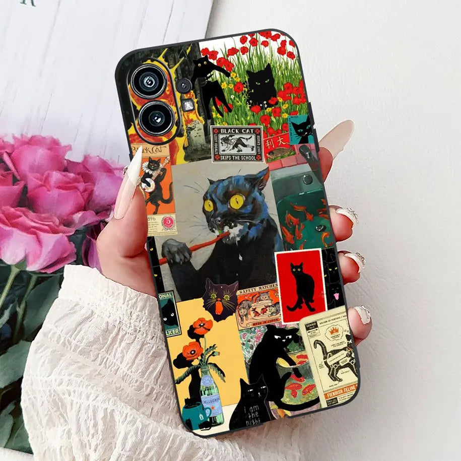 Funda para teléfono de 6,55" para Nothing Phone (1) One 1 A063, carcasa trasera de silicona suave negra a prueba de golpes para Nothing Phone1, funda con dibujos animados, nueva
