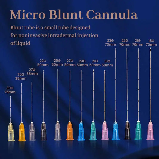 Agujas desechables de punta pequeña de Corea, empaquetadas en paquetes de 10 a 100 unidades, de 14 G, 18 G, 25 G, 27 G, 30 G, 50 mm y 70 mm, para cánulas romas finas de alta tenacidad.