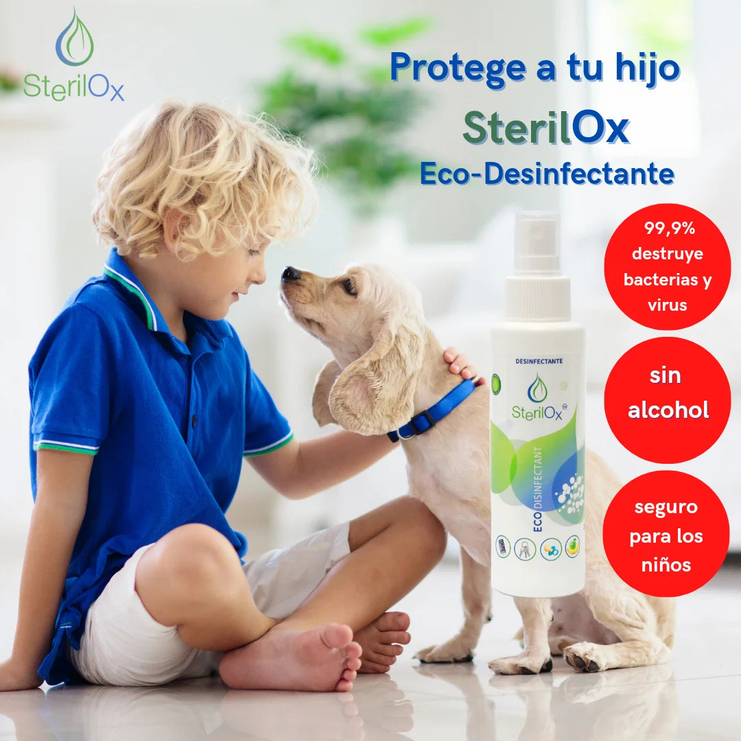 SterilOx Spray 100 ml - Desinfectante cosmético con ácido hipocloroso | Para manos, juguetes, utensilios y objetos | Seguro para niños y mascotas - Sin alcohol ni perfume