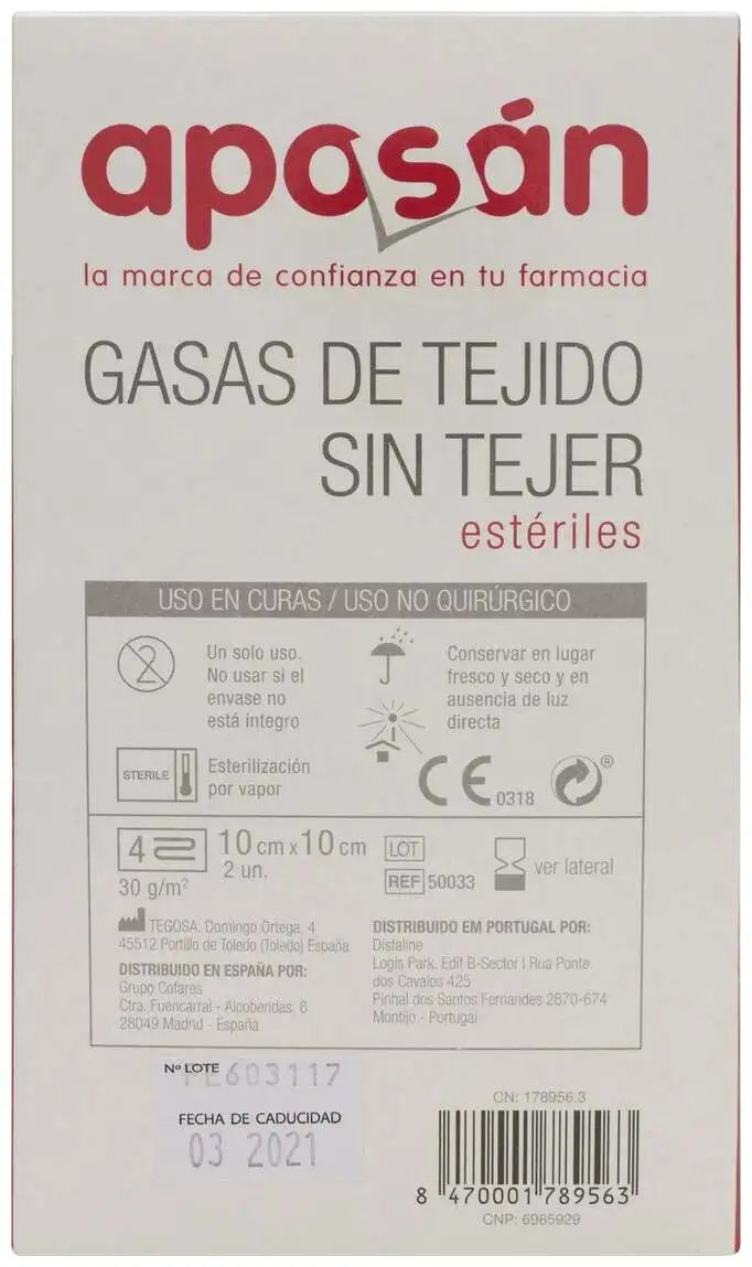 Aposan sterile non-woven chiffon 10cmx10cm 50 gauze (2 units/envelope)