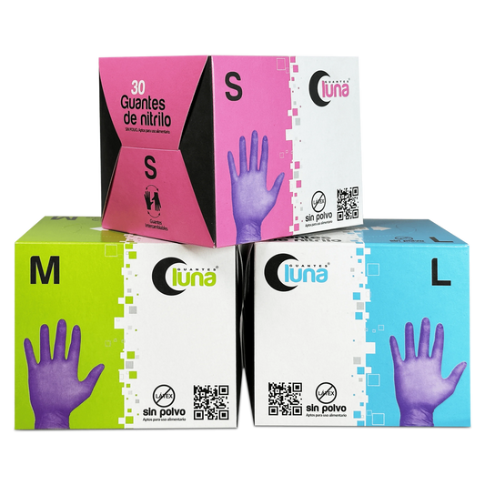Guantes de nitrilo azules (30 unidades) | Guantes de nitrilo sin polvo, sin látex, desechables.