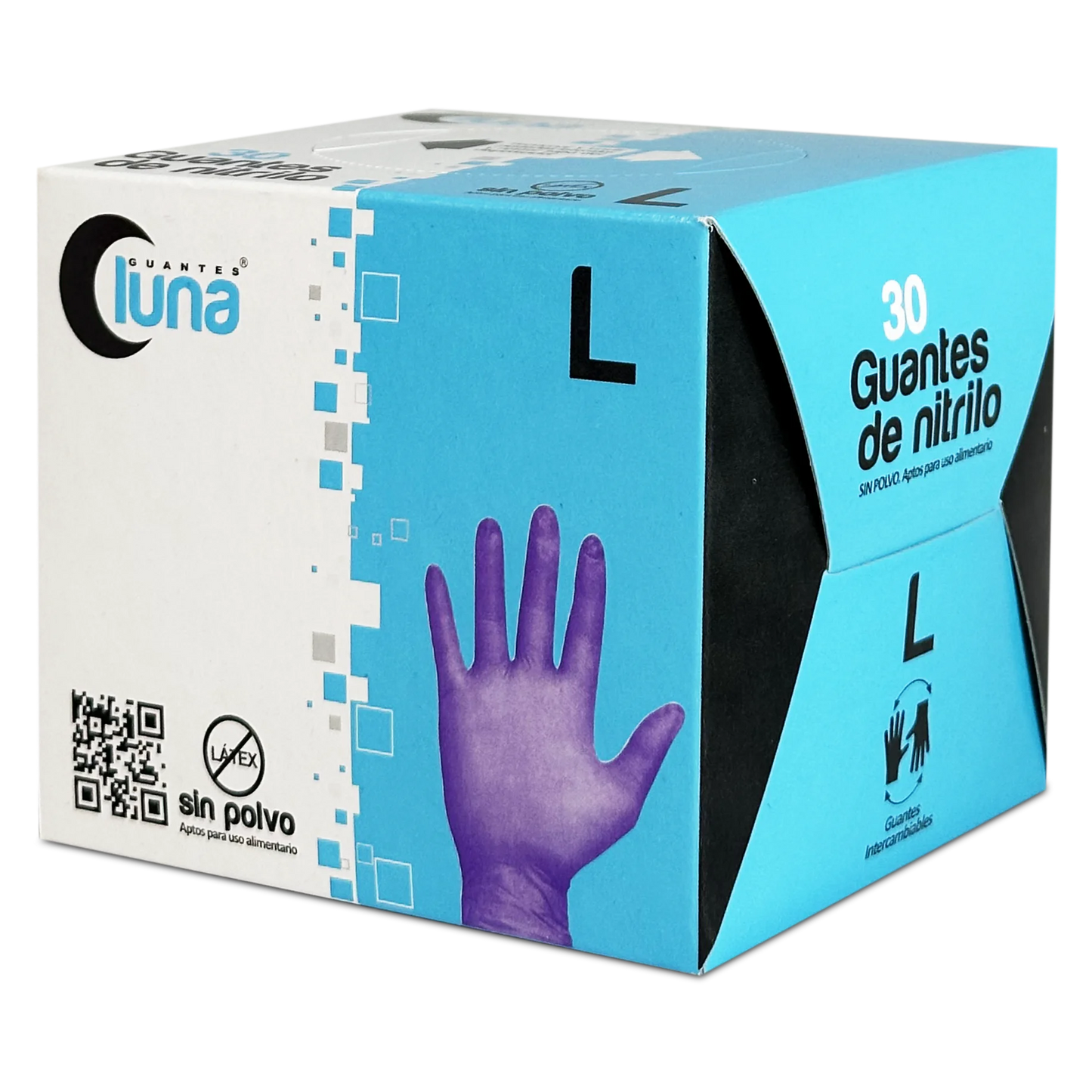 Guantes de nitrilo azules (30 unidades) | Guantes de nitrilo sin polvo, sin látex, desechables.