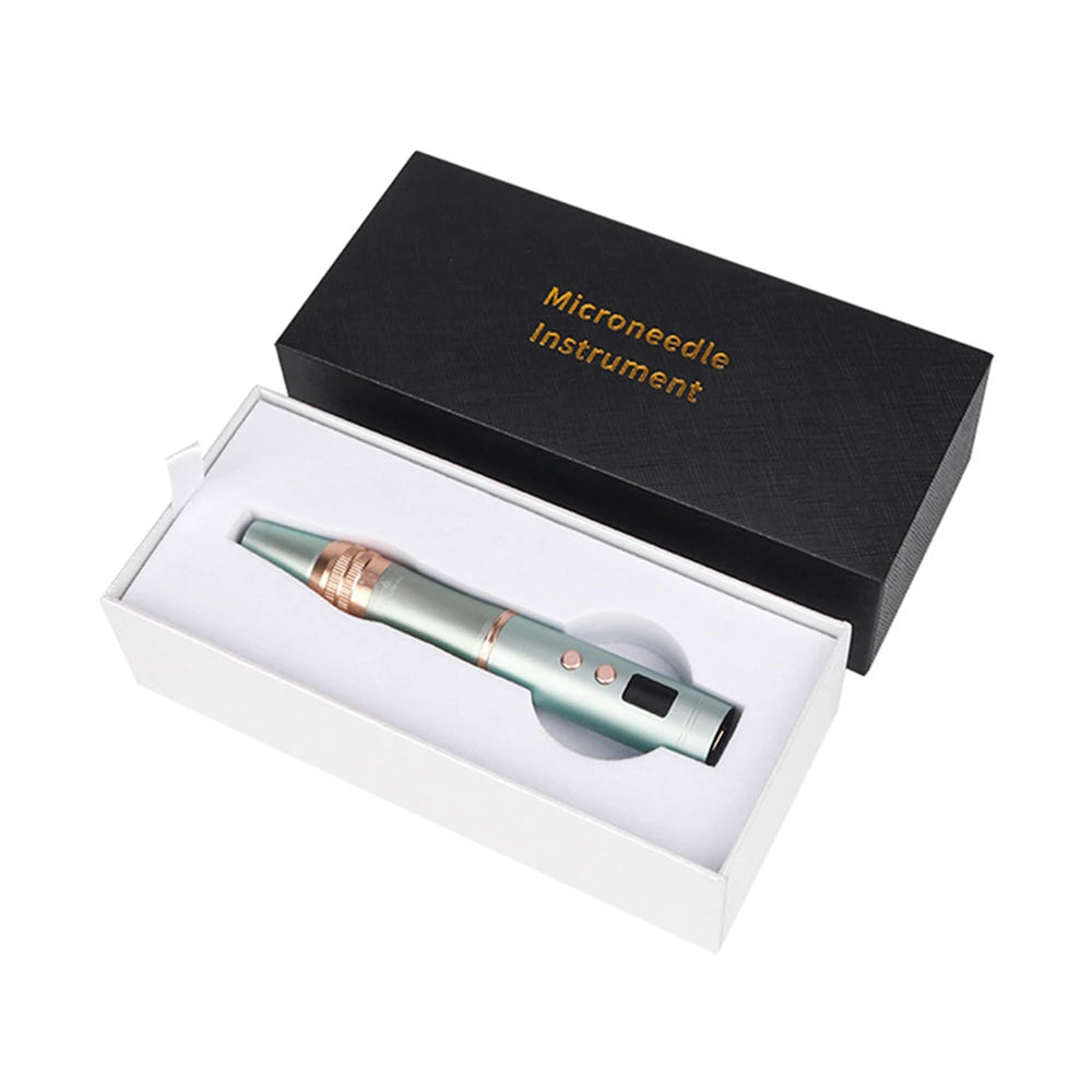 Derma Pen con luz LED de 6 velocidades y 4 colores para el cuidado de la piel facial, uso doméstico, belleza, microagujas automáticas eléctricas, kit de mesoterapia Dr Pen