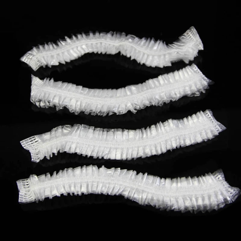 100 piezas/set desechables para hotel, ducha, baño, transparente, elástico para el cabello