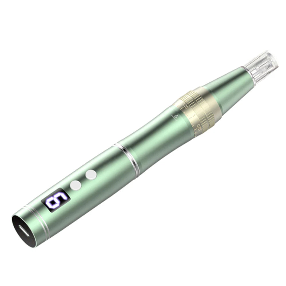 Derma Pen con luz LED de 6 velocidades y 4 colores para el cuidado de la piel facial, uso doméstico, belleza, microagujas automáticas eléctricas, kit de mesoterapia Dr Pen