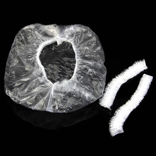 100 piezas/set desechables para hotel, ducha, baño, transparente, elástico para el cabello