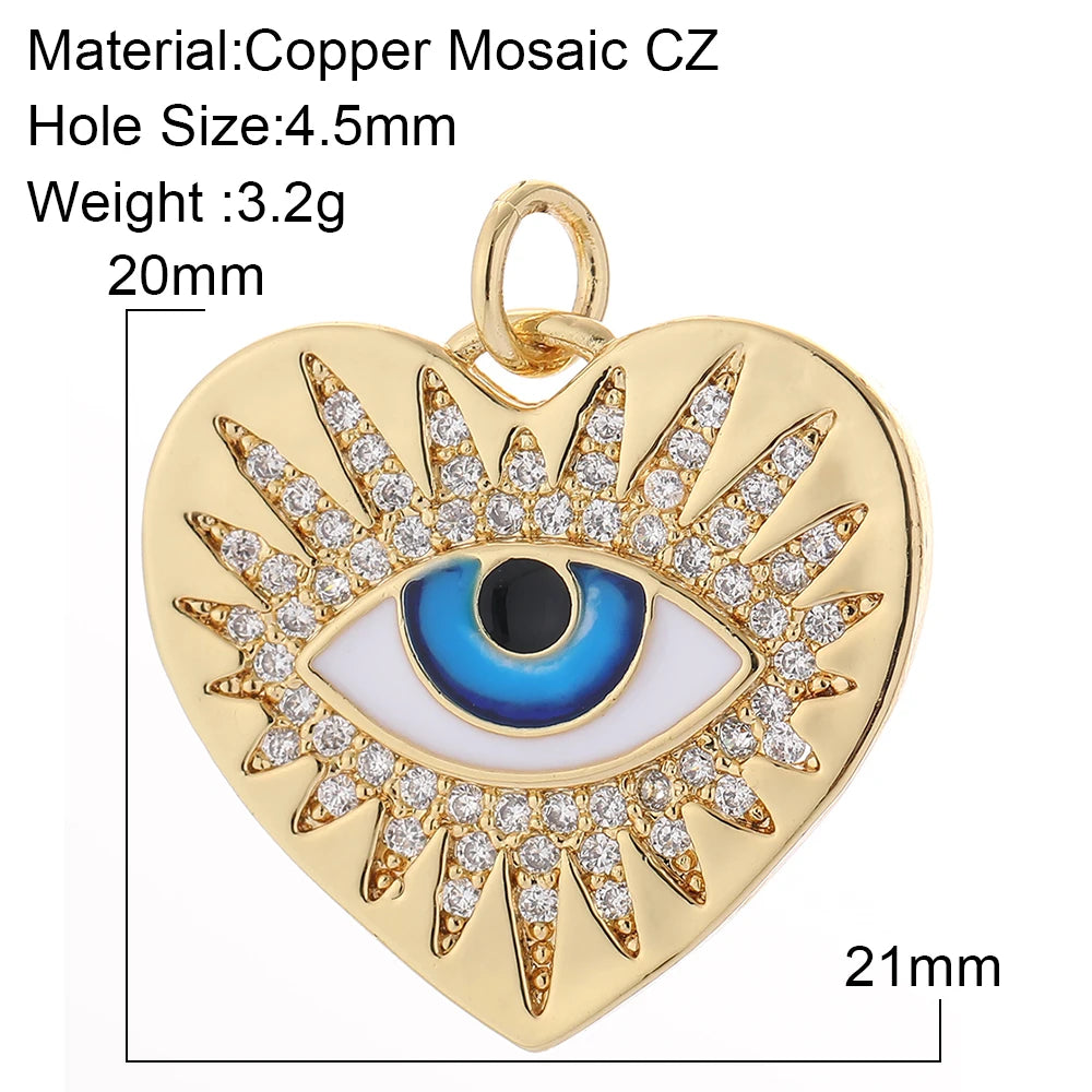 Evil Blue Eye Heart Necklace for Women Cute Gold Star Collars Diy Pendant Stainless Steel Chain High Quality