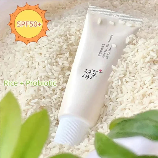 Protector solar FPS 50+, bloqueador solar probiótico de arroz coreano, crema blanqueadora de piel, bloqueador solar anti-UV, hidratante facial, bloqueador solar costero.