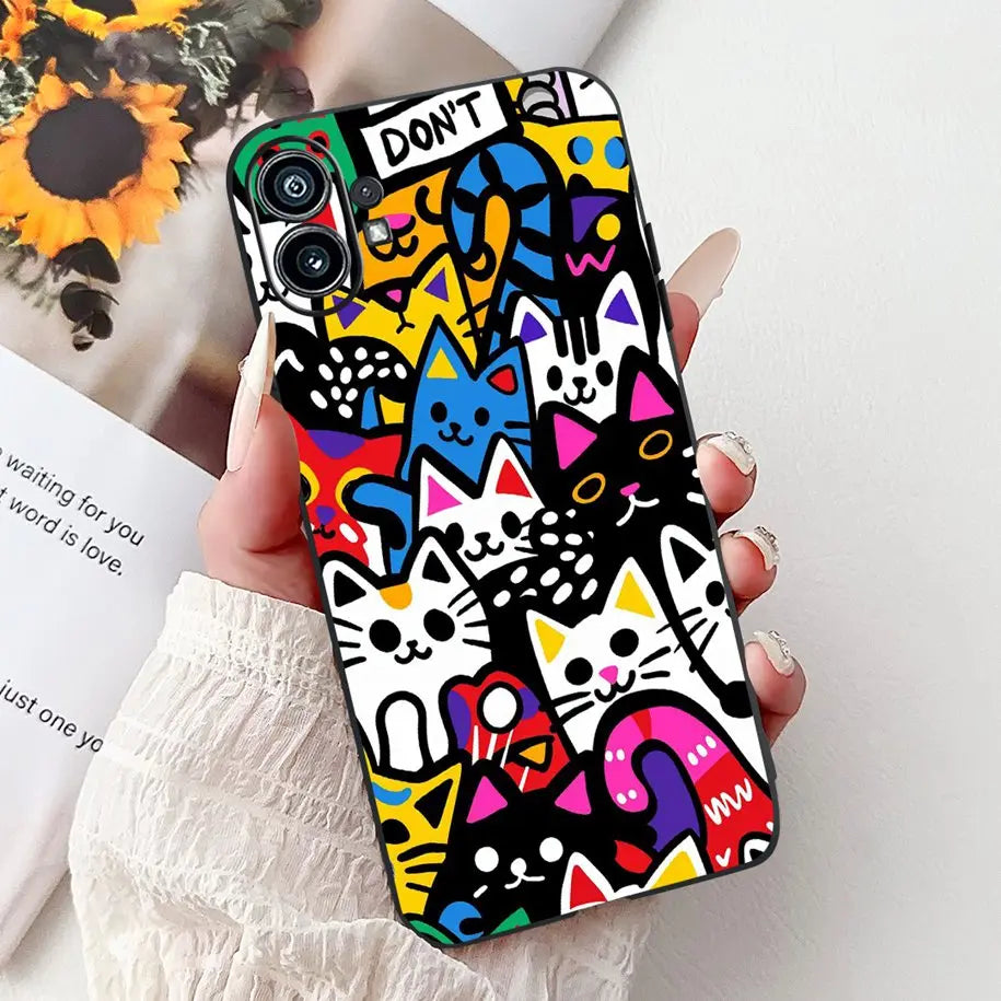 Funda para teléfono de 6,55" para Nothing Phone (1) One 1 A063, carcasa trasera de silicona suave negra a prueba de golpes para Nothing Phone1, funda con dibujos animados, nueva