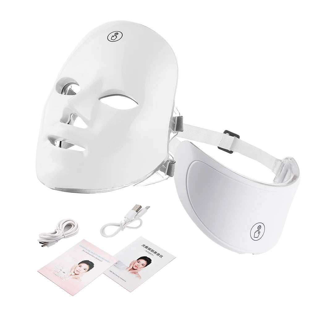 Máquina de belleza para rostro y cuello, masajeador LED para el cuidado de la piel