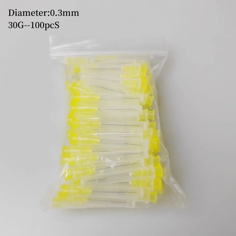 100 agujas de irrigación dental endodóntica (25/27/30 GA, 30 G) para endodoncia, para lavado de conductos radiculares, materiales odontológicos.