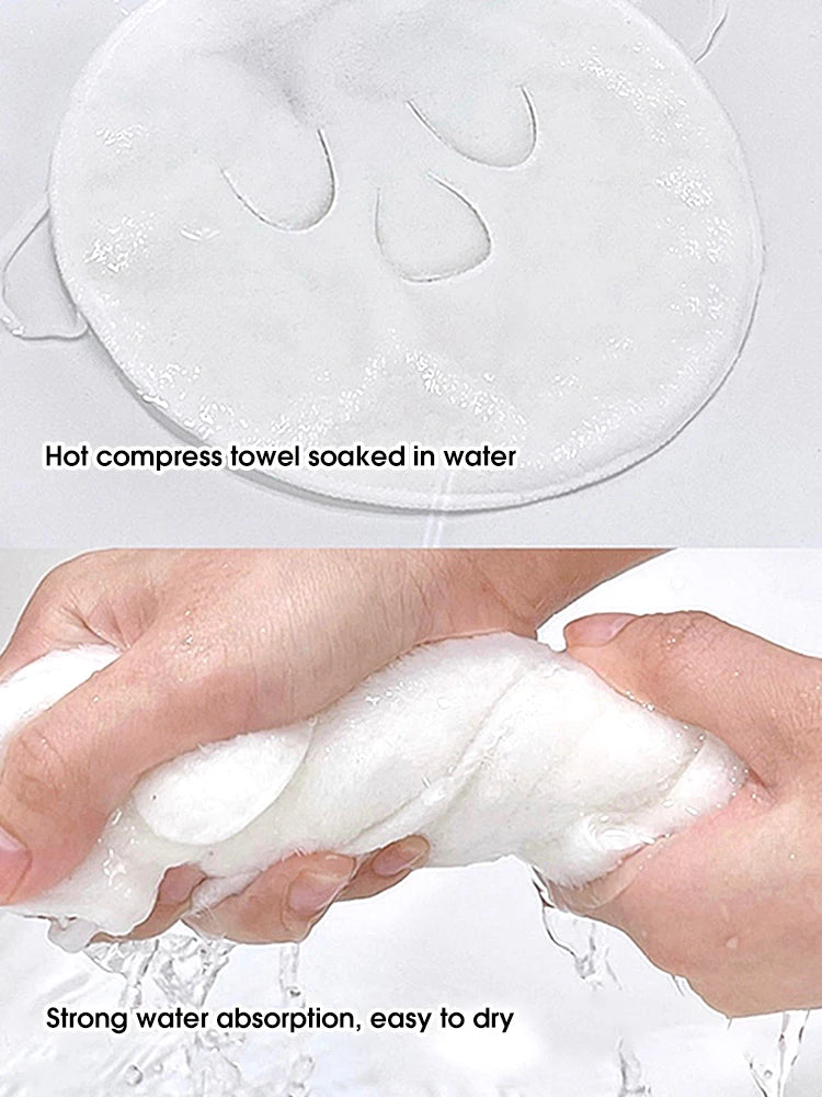 Toalla de compresa caliente colgante para la oreja, suave, agradable para la piel, con vapor, compresa fría y caliente, toalla facial, compresa húmeda, toalla facial de irrigación