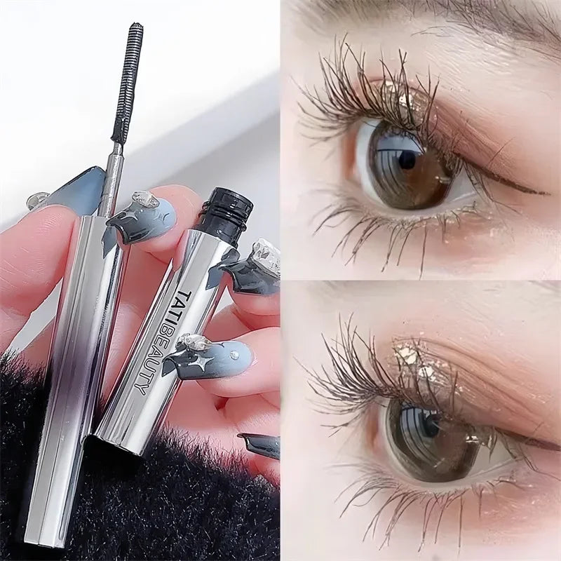 Máscara de pestañas con cabezal tipo barra de metal, resistente al agua, duradera, extra volumen, a prueba de manchas, rizado, alargamiento, extensión de pestañas, herramientas de maquillaje de ojos