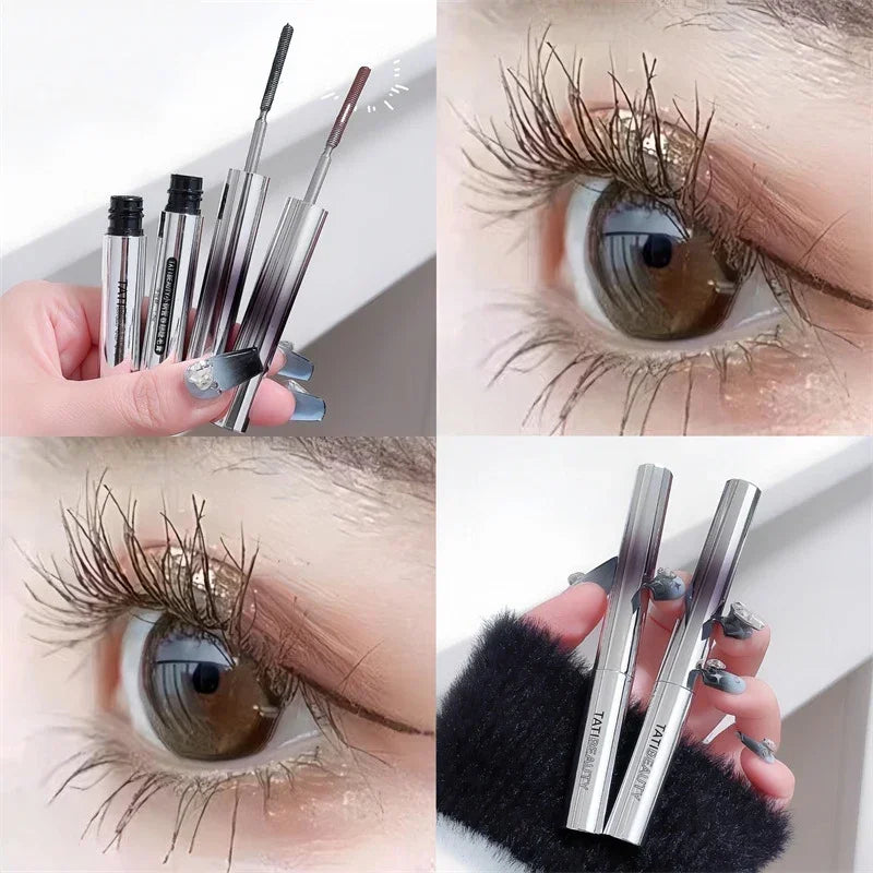 Máscara de pestañas con cabezal tipo barra de metal, resistente al agua, duradera, extra volumen, a prueba de manchas, rizado, alargamiento, extensión de pestañas, herramientas de maquillaje de ojos