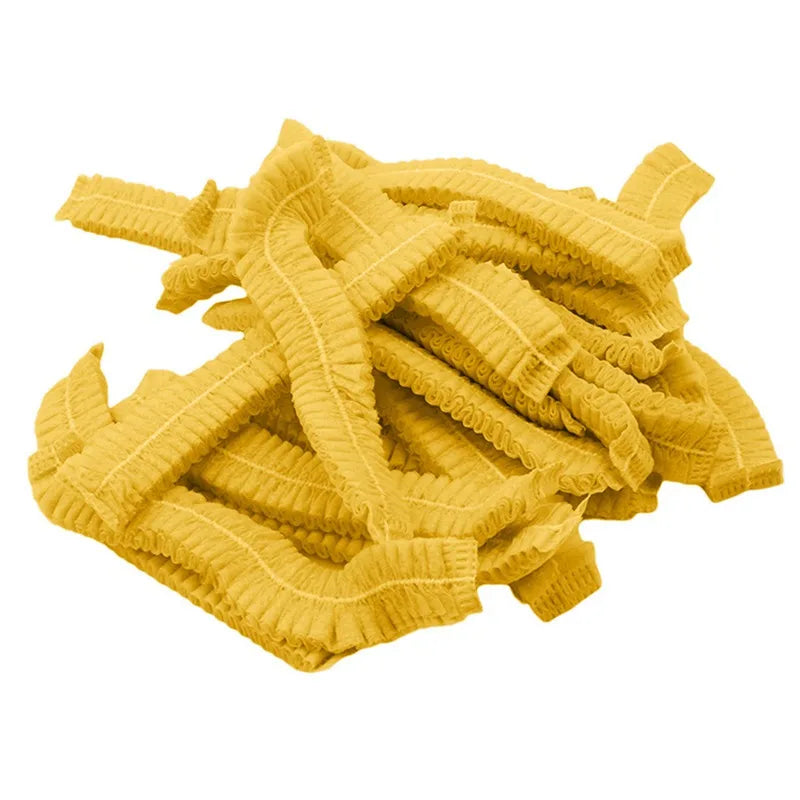 100 gorros desechables de tela no tejida para microblading, redecilla para el pelo, gorro estéril para chef, catering, gorro con tira antipolvo, suministros de baño